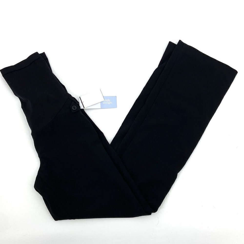 NWT MOTHERHOOD Black Straight Leg Slack Maternity Work Dress Pants Size XS